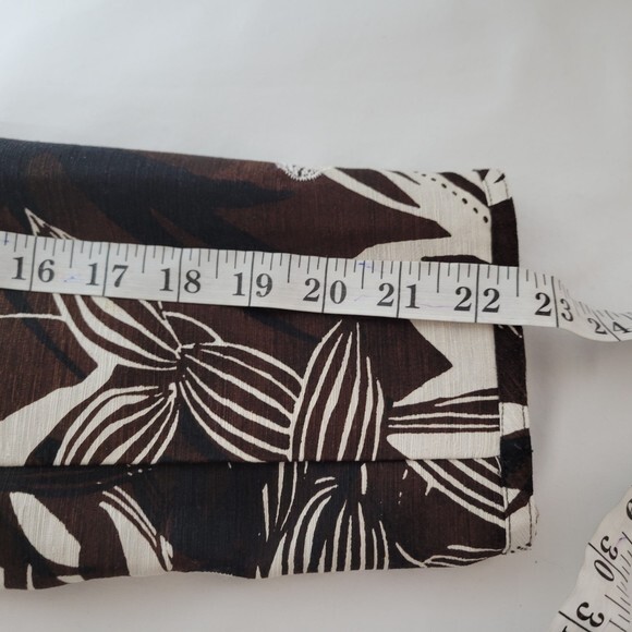 Chicos 3 Womens 100% Silk Blazer Jacket Brown Palm Leaves XL - Picture 7 of 8